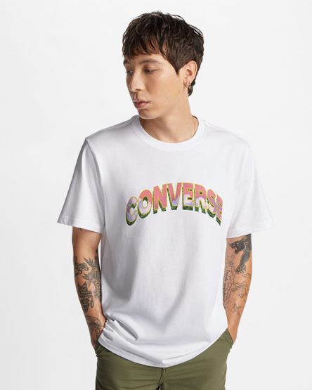 T-Shirts Converse Cloud Fill Logo Panske Biele | SK 11ENOR4